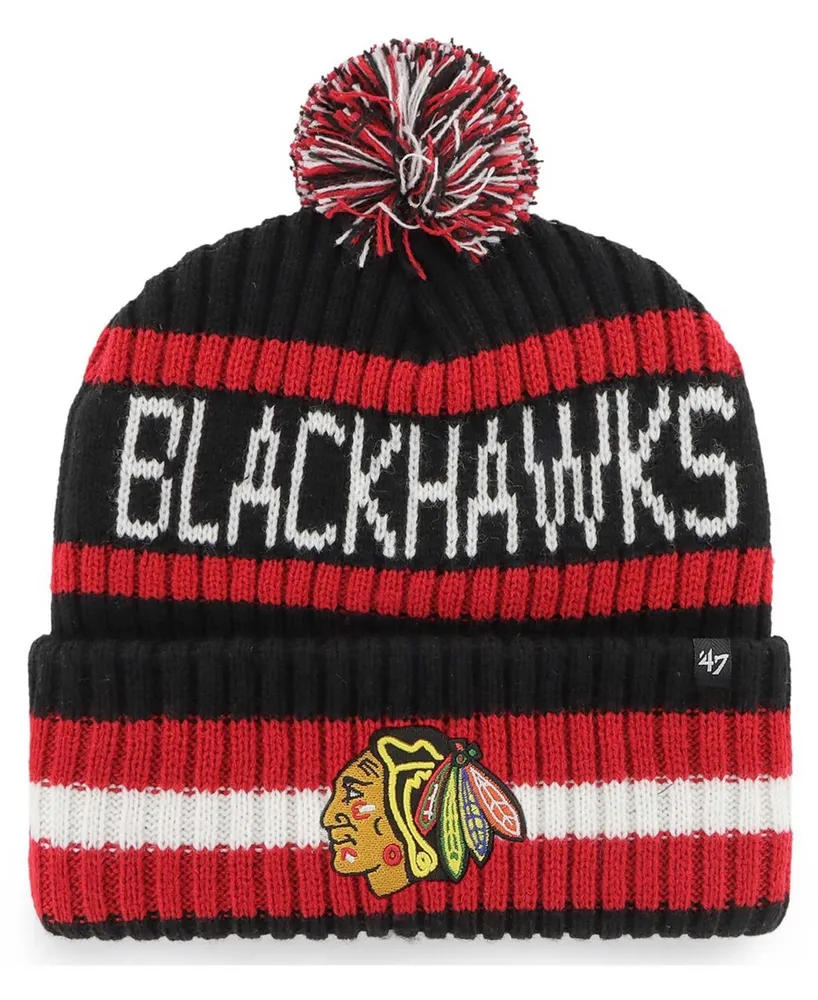 Men's Black Chicago Blackhawks Bering Cuffed Knit Hat with Pom