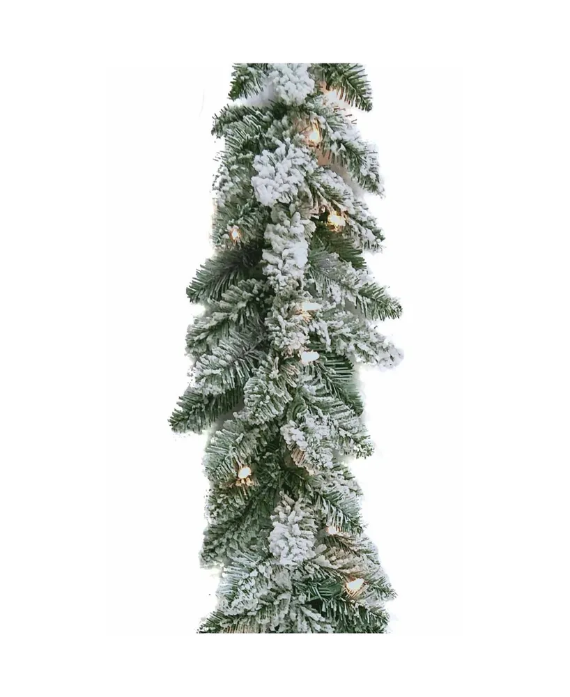 Kurt Adler 9' Pre-Lit Warm Led Snow Pine Garland