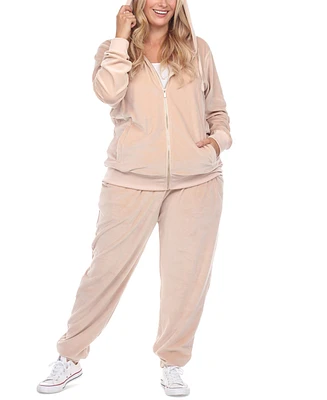 White Mark Plus Velour Tracksuit Loungewear 2pc Set