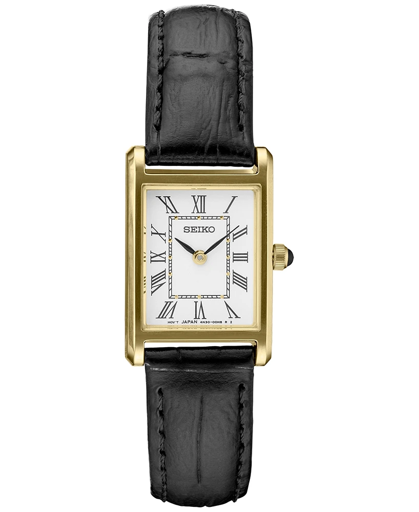 Seiko Women's Essentials Black Leather Strap Watch 19mm