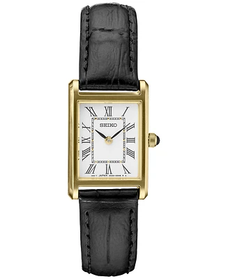 Seiko Women's Essentials Black Leather Strap Watch 19mm