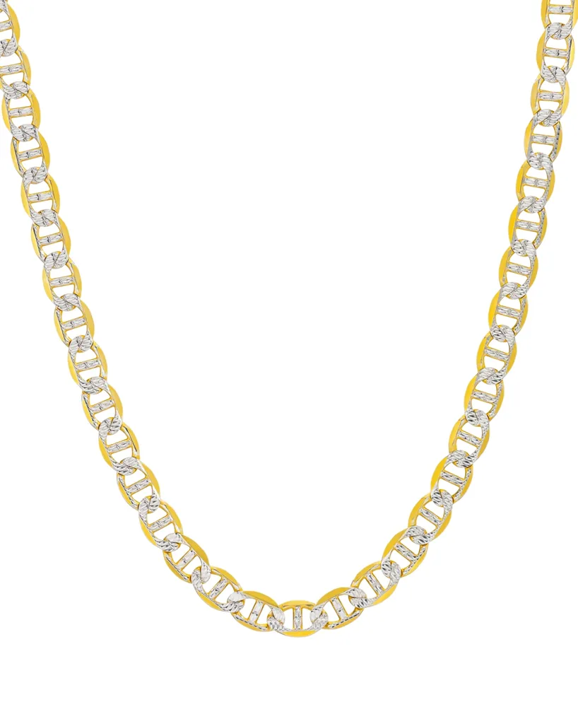 Men's Two-Tone Diamond Cut Mariner Link 24" Chain Necklace in Sterling Silver & 14k Gold-Plate