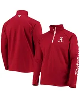 Men's Crimson Alabama Tide Terminal Tackle Fleece Raglan Omni-Shade Quarter-Zip Jacket