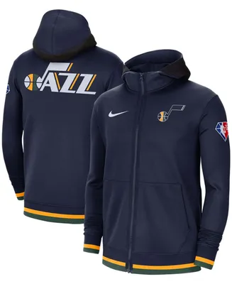 Men's Navy Utah Jazz 75th Anniversary Performance Showtime Hoodie Full-Zip Jacket