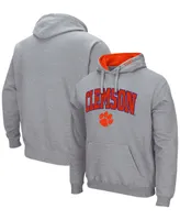 Men's Heather Gray Clemson Tigers Arch and Logo 3.0 Pullover Hoodie