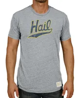 Men's Heather Gray Michigan Wolverines Vintage-Inspired Hail Tri-Blend T-shirt