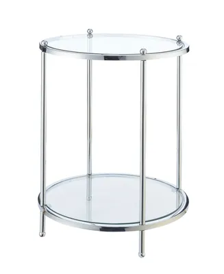 Royal Crest 2 Tier Round Glass End Table with Shelf
