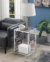 Convenience Concepts Omega Chrome End Table, Clear Glass & Chrome Frame 15.75 x 15.75 x 24 in.