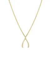 Zoe Lev Diamond 14K Gold Wishbone Necklace
