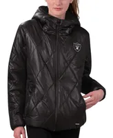 Women's Black Las Vegas Raiders Charlotte Full-Zip Hoodie Puffer Jacket