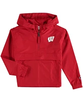 Big Boys and Girls Red Wisconsin Badgers Pack and Go Quarter-Zip Windbreaker Jacket