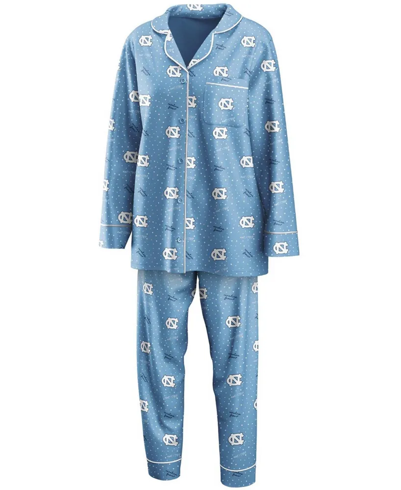 Women's WEAR by Erin Andrews Navy Chicago Bears Plus Size Long Sleeve  Button-Up Shirt & Pants Sleep Set