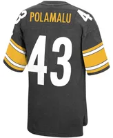 Men's Troy Polamalu Black Pittsburgh Steelers Retired Player Name and Number Acid Wash Top