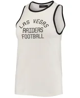 Women's White and Black Las Vegas Raiders Throwback Pop Binding Scoop Neck Tank Top