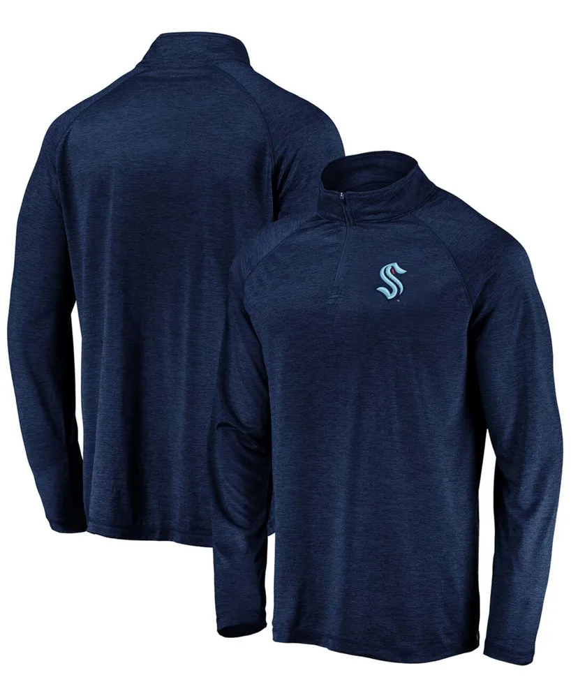 Men's Navy Seattle Kraken Primary Logo Quarter-Zip Pullover Fleece Jacket