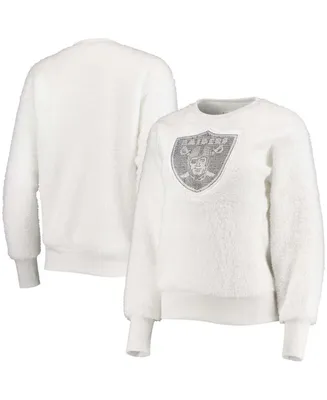 Women's White Las Vegas Raiders Milestone Tracker Pullover Sweatshirt