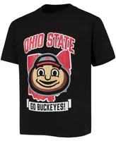 Big Boys and Girls Black Ohio State Buckeyes Strong Mascot T-shirt