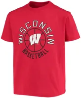 Big Boys and Girls Red Wisconsin Badgers Basketball T-shirt