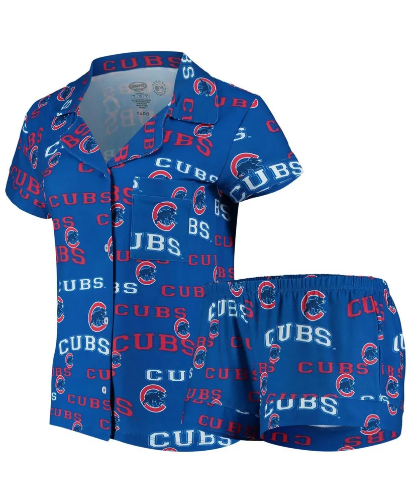 Chicago Cubs Large Check Flannel Button-Up Long Sleeve Shirt - Red/Royal