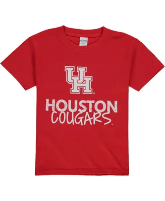 Big Boys and Girls Red Houston Cougars Logo T-shirt