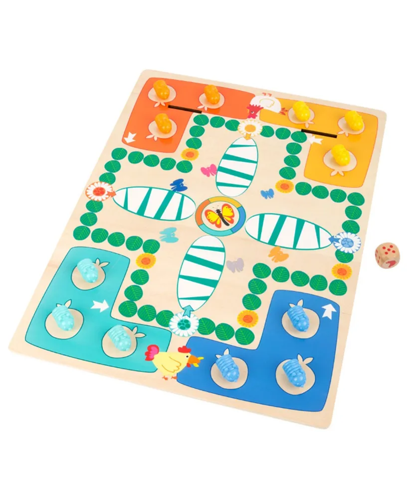 Small Foot Wooden Toys 2 in 1 Ludo and Snakes and Ladders Game Caterpillars