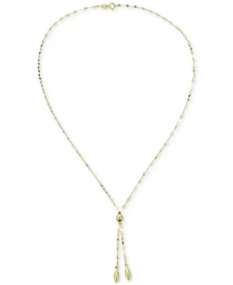 Double Bead Adjustable 18" Lariat Necklace in 10k Gold
