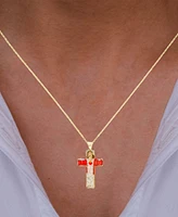 Enamel Jesus Cross 18" Pendant Necklace in 14k Gold