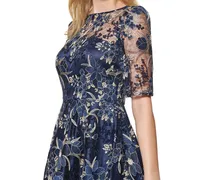 Eliza J Embroidered Sequin Midi Dress