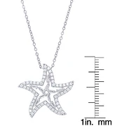 Cubic Zirconia Star Necklace in Fine Silver Plate