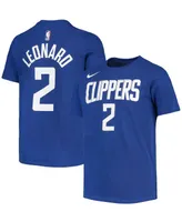 Big Boys Kawhi Leonard Royal La Clippers Logo Name and Number Performance T-shirt