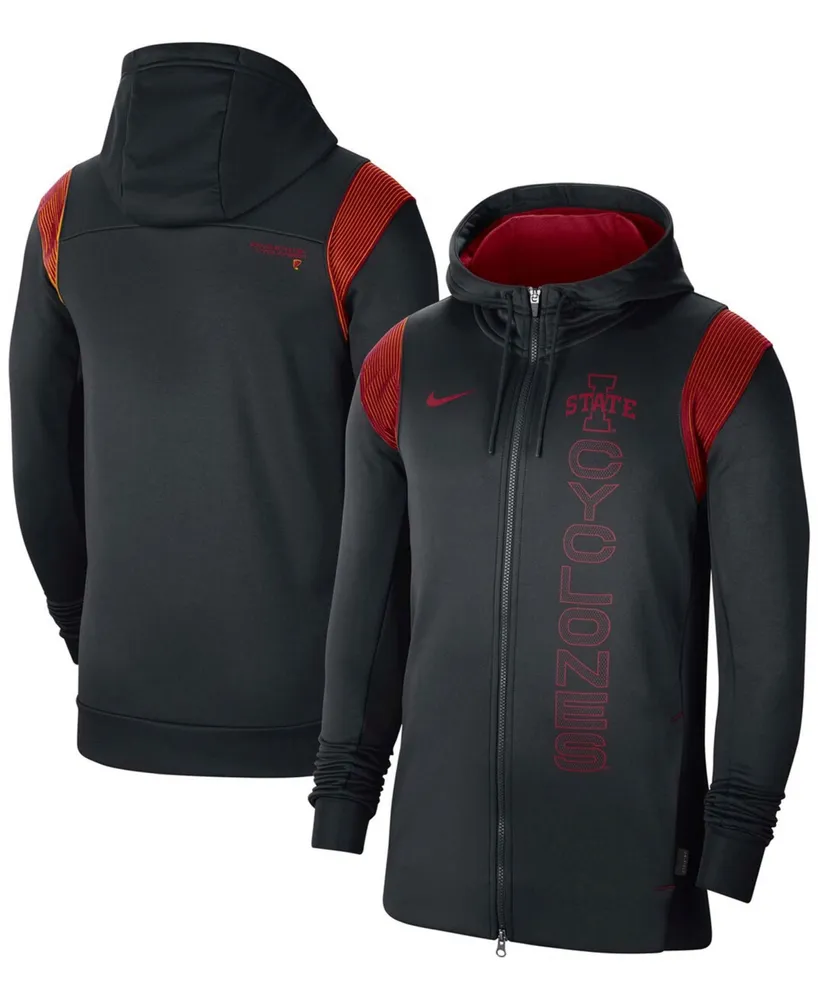 Men's Black Iowa State Cyclones 2021 Sideline Performance Full-Zip Hoodie