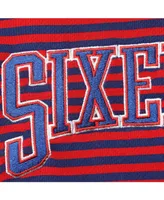 Men's Red and Royal Philadelphia 76ers 75th Anniversary Courtside Striped Pullover Hoodie