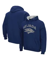 Men's Navy Nevada Wolf Pack Arch and Logo Pullover Hoodie