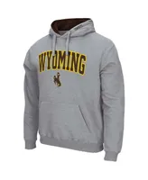 Men's Heathered Gray Wyoming Cowboys Arch and Logo Pullover Hoodie