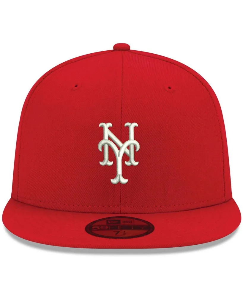 Men's Red New York Mets Logo White 59FIFTY Fitted Hat