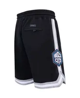 Men's Black Charlotte Hornets Chenille Team Shorts