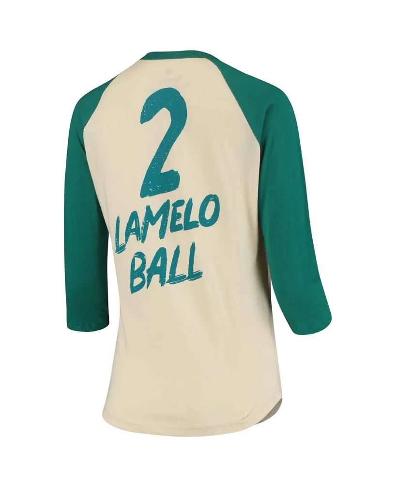 Women's LaMelo Ball Cream Charlotte Hornets Nba 3/4 Sleeve Raglan T-shirt