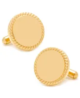 Cufflinks Inc. Ox and Bull Trading Co. Rope Border Round Engravable Cufflinks - Gold