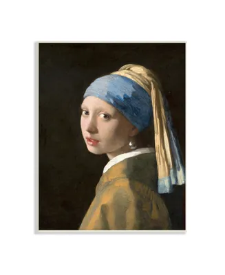 Stupell Industries Vermeer Girl with a Pearl Earring Classical Portrait Painting Wall Plaque Art, 10" x 15" - Multi