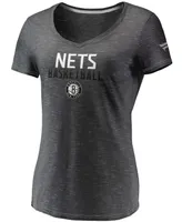 Women's Charcoal Brooklyn Nets Double-Fade Space-Dye V-Neck T-shirt