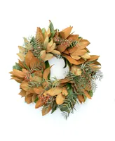 Magnolia Supply Co Fresh Magnolia and Pepperberry Wreath, 20"