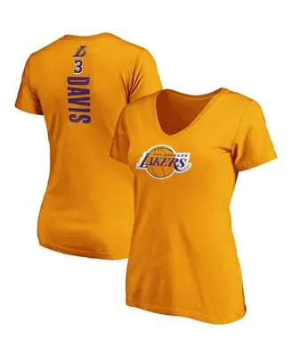 Women's Anthony Davis Gold-Tone Los Angeles Lakers Team Playmaker Name Number V-Neck T-Shirt - Gold