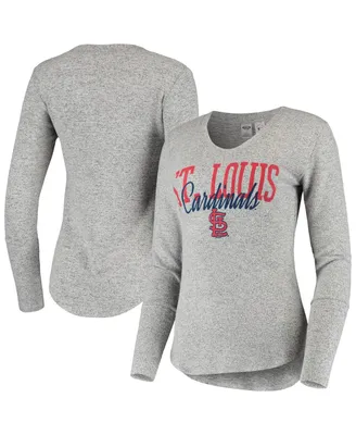 Women's Heather Gray St. Louis Cardinals Tri-Blend Long Sleeve T-Shirt