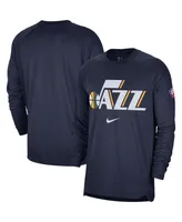 Men's Nike Navy Utah Jazz 75th Anniversary Pregame Shooting Performance Raglan Long Sleeve T-shirt