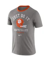 Men's Heathered Gray Clemson Tigers Vault Helmet Tri-Blend T-shirt