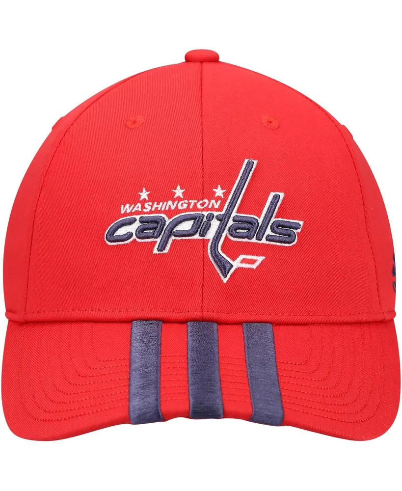 Men's Red Washington Capitals Locker Room Three Stripe Adjustable Hat