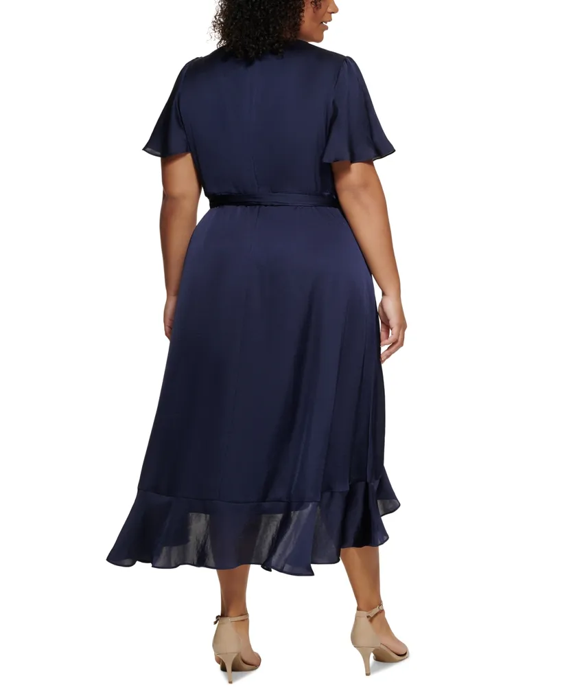 Jessica Howard Plus Size Flutter-Sleeve Midi Dress