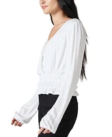 Lucky Brand Pointelle-Trim Surplice Top