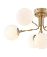 Olivier Parisian 24" 6-Light Globe Modern Industrial Iron Bistro Led Semi Flush Mount, Gold - Gold