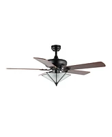 Moravia 5-Light Farmhouse Rustic Iron Star Shade Led Ceiling Fan with Remote